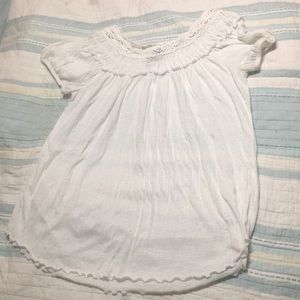 New Directions white, smocked neck top